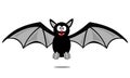 Cute bat. Cute cartoon character with big open wing, ears, legs. Royalty Free Stock Photo
